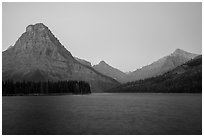 Sinopah Mountain above Two Medicine Lake at dawn. Glacier National Park ( black and white)