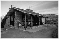 Logan Pass visitor center. Glacier National Park ( black and white)