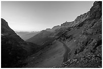Going-to-the-Sun road at sunset. Glacier National Park ( black and white)