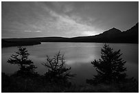 Colorful sunrise over Saint Mary Lake. Glacier National Park ( black and white)