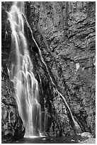 Lower tier of Apikuni Falls. Glacier National Park ( black and white)