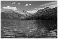 Kintla Lake with ripples. Glacier National Park ( black and white)