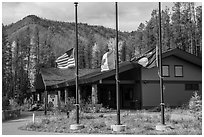 Apgar visitor center. Glacier National Park ( black and white)