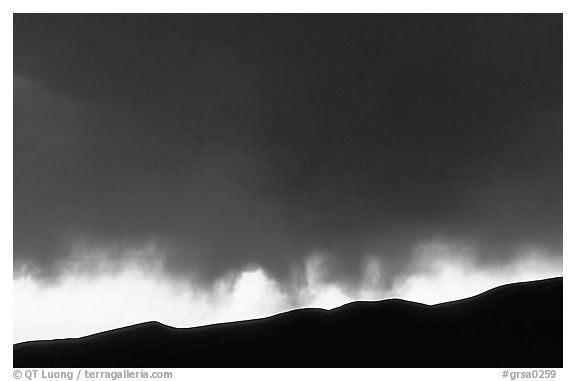 Storm clouds over the Sangre de Christo mountains. Great Sand Dunes National Park and Preserve (black and white)