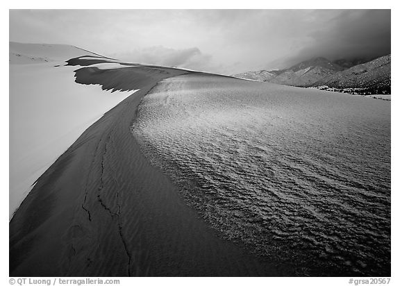 Snow on the dunes. Great Sand Dunes National Park (black and white)