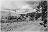 Medano Pass primitive road. Great Sand Dunes National Park, Colorado, USA. (black and white)