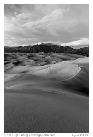 Dunes and Mount Herard at dusk. Great Sand Dunes National Park, Colorado, USA.