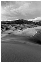 Dunes and Mount Herard at dusk. Great Sand Dunes National Park and Preserve ( black and white)