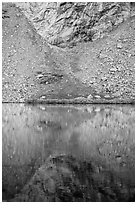 Talus and reflection, Lower Sand Creek Lake. Great Sand Dunes National Park and Preserve ( black and white)