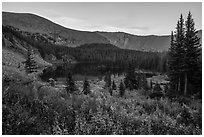 Sand Creek Lake at sunset. Great Sand Dunes National Park and Preserve ( black and white)
