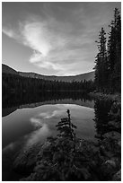 Clouds and Lower Sand Creek Lake at dusk. Great Sand Dunes National Park and Preserve ( black and white)