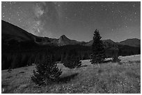 Milky Way, Sand Creek Valley, and Tijeras Peak. Great Sand Dunes National Park and Preserve ( black and white)