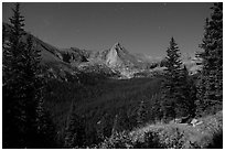 Sand Creek Valley, and Tijeras Peak at night. Great Sand Dunes National Park and Preserve ( black and white)