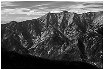 Rugged Sangre de Cristo mountains brightened by aspens in fall foliage. Great Sand Dunes National Park and Preserve ( black and white)