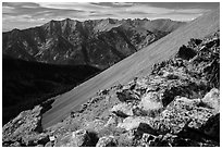 Sangre de Cristo mountain from Mount Herard. Great Sand Dunes National Park and Preserve ( black and white)
