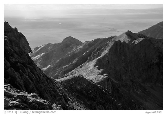 Sangre de Cristo mountain ridges. Great Sand Dunes National Park and Preserve (black and white)