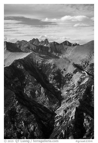 Sangre de Cristo mountain rising above Sand Creek. Great Sand Dunes National Park and Preserve (black and white)