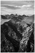 Sangre de Cristo mountain rising above Sand Creek. Great Sand Dunes National Park and Preserve ( black and white)