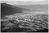 Sangre de Cristo Mountains and dune field from above. Great Sand Dunes National Park and Preserve ( black and white)