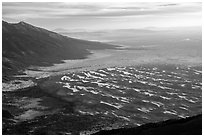 The 750 feet dunes look small from  alpine summit of 13,297 feet Mt. Herard. Great Sand Dunes National Park and Preserve ( black and white)