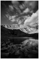 Mount Herard by moonlight above Medano Lake. Great Sand Dunes National Park and Preserve ( black and white)