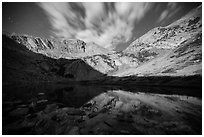 Medano Lake reflecting Mount Herard at night. Great Sand Dunes National Park and Preserve ( black and white)