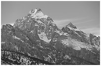 Grand Teton with snow, winter sunset. Grand Teton National Park ( black and white)