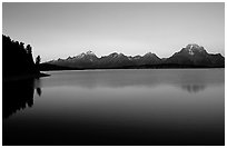 The Teton range above Jackson, sunrise lake. Grand Teton National Park, Wyoming, USA. (black and white)