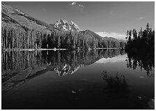Leigh Lake with Mt Moran reflections, morning. Grand Teton National Park ( black and white)