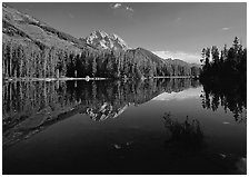 Mt Moran reflected in Leigh Lake, morning. Grand Teton National Park ( black and white)