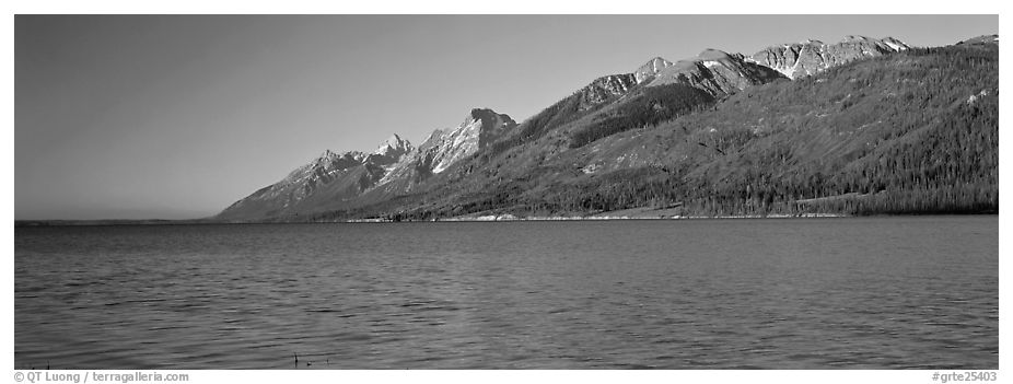 Lake and mountain range. Grand Teton National Park (black and white)
