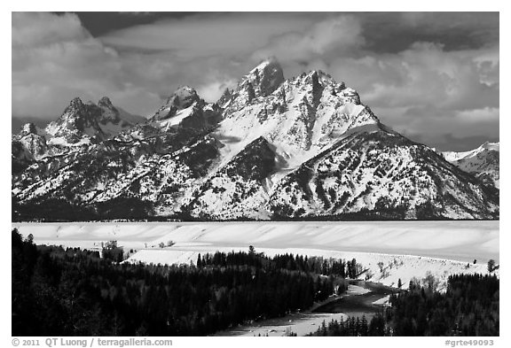 Tetons in winter. Grand Teton National Park (black and white)