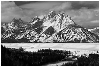 Tetons in winter. Grand Teton National Park ( black and white)