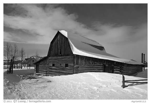 John and Bartha Moulton homestead in winter. Grand Teton National Park, Wyoming, USA.