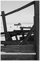 Fences, winter plain, and Murphy homestead. Grand Teton National Park ( black and white)