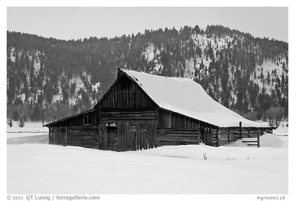 Thomas Alma and Lucille Moulton Homestead, winter. Grand Teton National Park, Wyoming, USA.