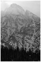 Towering mountain in winter. Grand Teton National Park ( black and white)