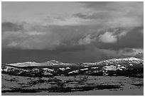 Late light on hills in winter. Grand Teton National Park ( black and white)