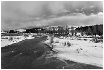Gros Ventre River in winter. Grand Teton National Park ( black and white)