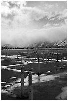 Jackson Hole Airport tarmac, winter. Grand Teton National Park, Wyoming, USA. (black and white)