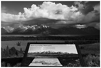 Stairs carved by meltwaters interpretive sign. Grand Teton National Park ( black and white)