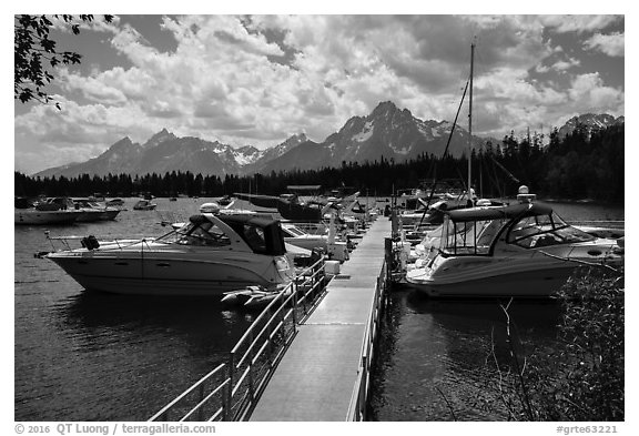 Colter Bay Marina. Grand Teton National Park (black and white)