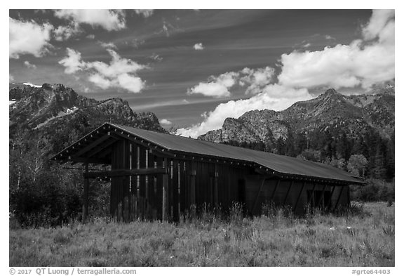 Visitor Center, Laurence S. Rockefeller Preserve. Grand Teton National Park (black and white)