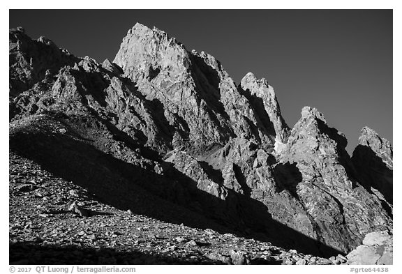 Grand Teton from Lower Saddle. Grand Teton National Park (black and white)