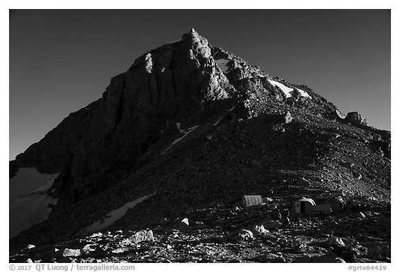 Lower Saddle Camp with Middle Teton in background. Grand Teton National Park (black and white)