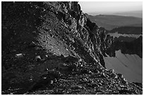 Huts and helicopter at Lower Saddle. Grand Teton National Park ( black and white)