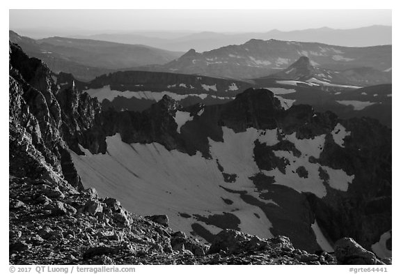 Alaska Basin ridges from Lower Saddle. Grand Teton National Park (black and white)