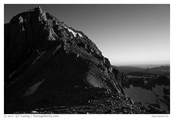 Lower Saddle and Middle Teton at sunset. Grand Teton National Park (black and white)