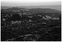 Alpine tundra and ridges at sunset, Lower Saddle. Grand Teton National Park ( black and white)