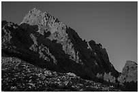 Grand Teton from Lower Saddle at sunset. Grand Teton National Park ( black and white)